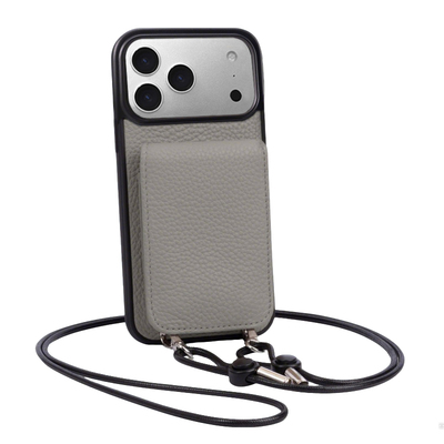 适用于苹果17系列斜挎真皮手机壳