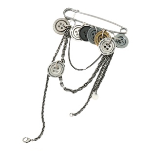 从不睡觉 暗黑先锋做旧设计多色纽扣造型别针金属多功能胸针装饰