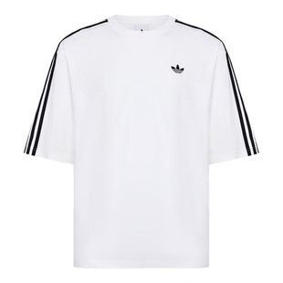 Adidas/阿迪达斯正品三叶草男士日常经典宽松条纹你针织T恤KG6332