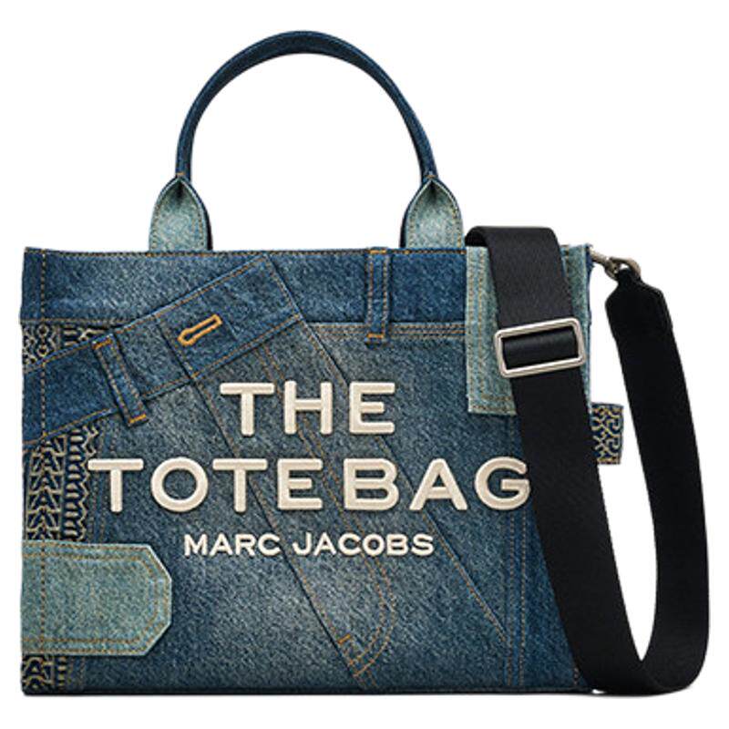 【礼物】MARC JACOBS/莫杰 TOTE MJ 中号丹宁牛仔风格解构托特包