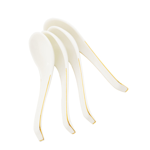 创意金边骨瓷天鹅汤勺饭勺家用长柄中号粥勺陶瓷大号盛汤勺调羹勺