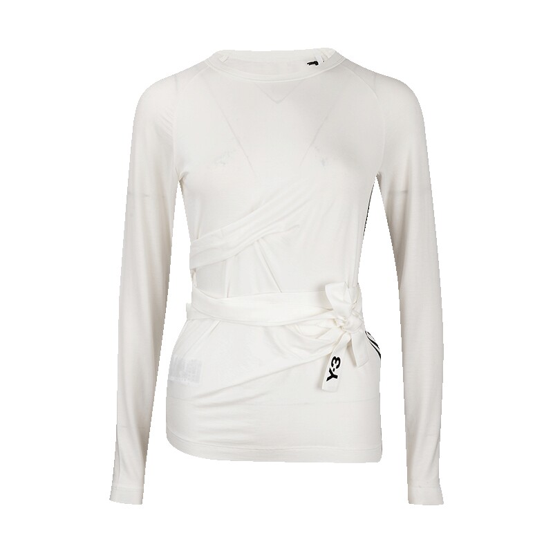 Y-3字母logo条纹系带长袖T恤女士