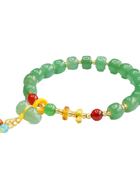 东陵玉桶珠路路通手串葫芦流苏手链珠宝女士礼品气质文雅大气饰品