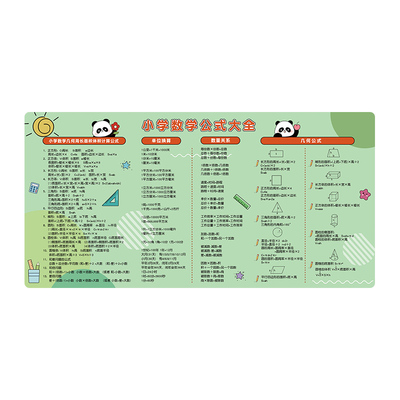 小学生学习数学公式桌垫单位换算书桌垫汉语拼音乘法口诀桌布