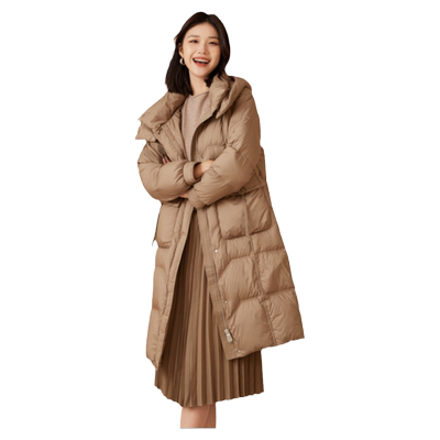 云朵泡芙90白鸭绒连帽长款羽绒服