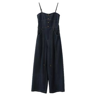 ibudu2025春季新款仿牛仔连体裤长裤休闲裤直筒裤显瘦女