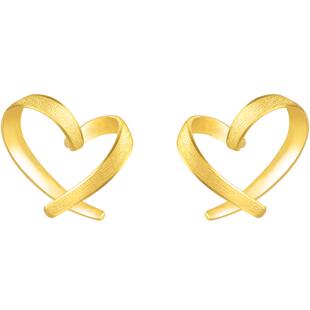 周生生黄金心形耳钉黄金耳环足金心形爱心耳饰女68738E