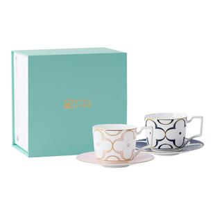 高淳陶瓷现代轻奢风海棠咖啡杯碟高端骨瓷咖啡杯对杯家用礼盒送礼