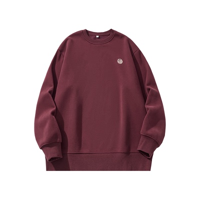 美式潮牌刺绣圆领卫衣男宽松大码