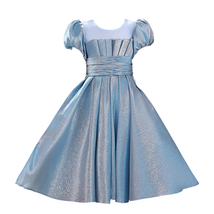 女童十岁生日公主裙蓝色花童礼服儿童小主持人高定钢琴演出服夏季