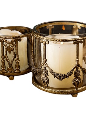 欧式餐厅黄铜玻璃烛台