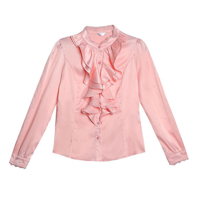 春秋宫廷泡泡袖蕾丝荷叶边雪纺衫