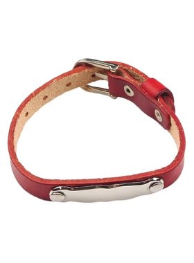 深红树膏皮波浪银色标牌细窄手链