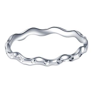 S925纯银尾戒指女满天星波浪闭口环情侣女款圆环首饰芃玥银饰包邮