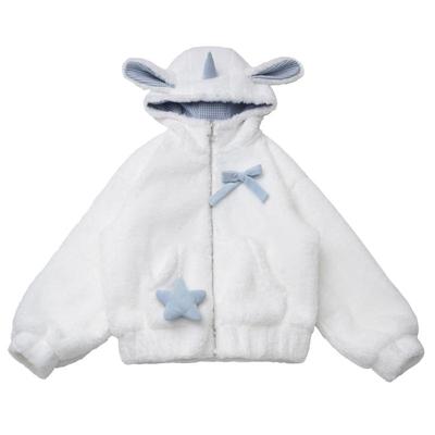 pinksavior【以梦为马】独角兽拼格植绒蝴蝶结显瘦冬日羊羔毛棉服