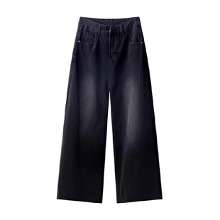 2025新款黑色大阔腿牛仔裤女夏季遮肉显瘦拖地长裤宽松垂感喇叭裤