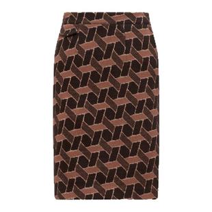 [博主同款]DVF 包臀裙几何提花中长款羊毛针织半身裙KM3R005