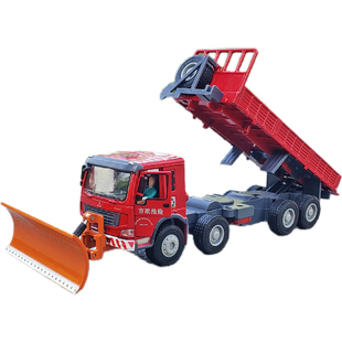 合金铲雪车模型市政抢险车运输车工程车道路清理车滑行玩具车摆件