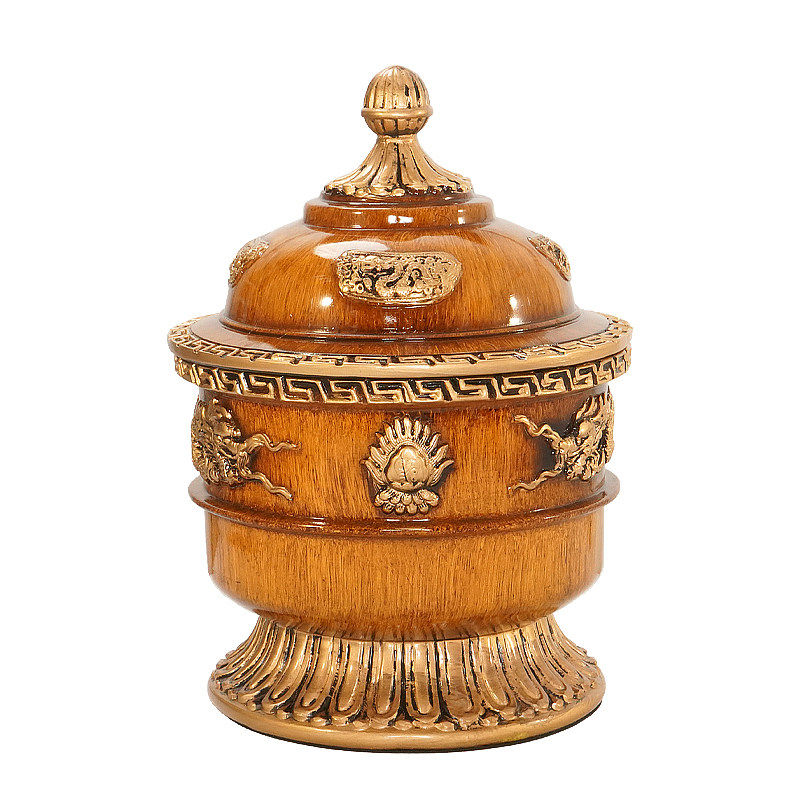 藏式树脂糌粑盒不锈钢内胆民族风糖果盒米盒零食盒储物罐家用摆件