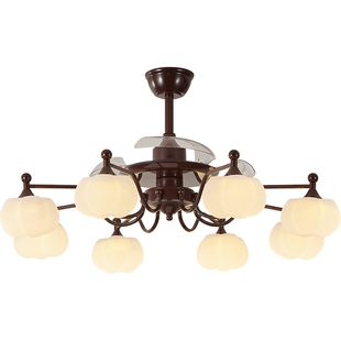 风扇灯客厅2025新款法式奶油风魔豆卧室餐厅复古家用大气主灯护眼