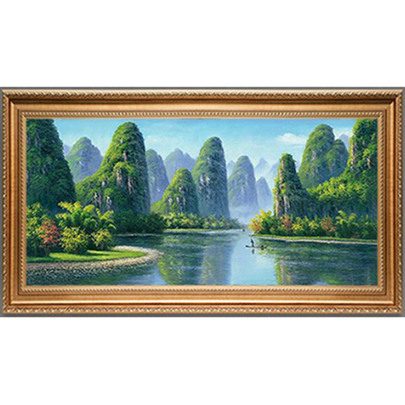印花法国客厅书房风景油画十字绣