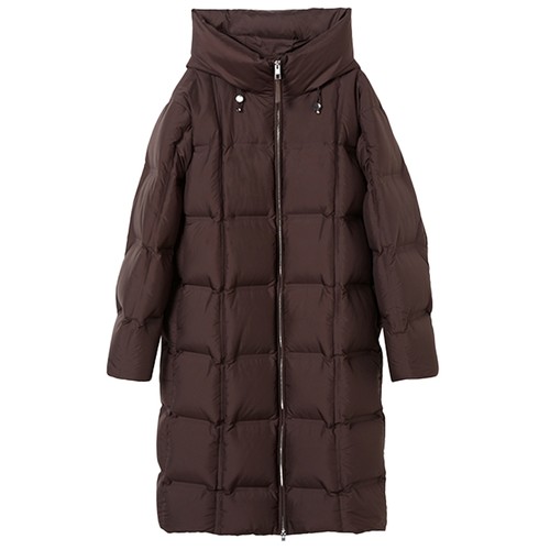 【匈牙利白鹅绒】LANCY/朗姿2025冬新款简约百搭连帽中长羽绒服女