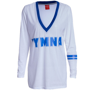 gymna复古校园风运动长袖网洞速干训练健身休闲上衣T恤春长款女