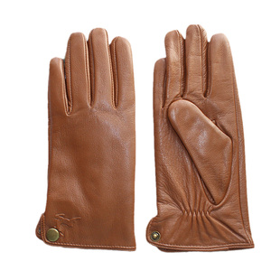 山羊皮鹿皮手套男真皮薄款羊毛里简约冬季加绒加厚保暖黄棕色骑车