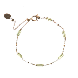 10月诞生石绿碧玺原矿柱形14k注金优雅招财小众博物馆气质ins手链