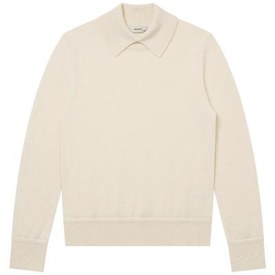 【宋佳明星同款】Hazzys哈吉斯翻领针织衫女25秋冬新品纯色羊绒衫