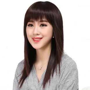 假发女长发全头套长直发中长中老年女士真发全真人发刘海发套自然