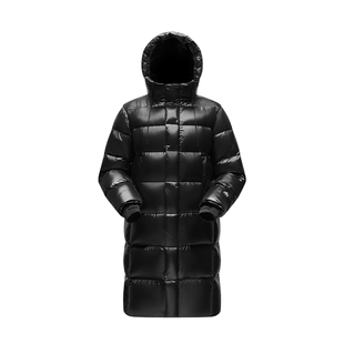 美力城鹅绒服长款过膝黑色羽绒服保暖加厚冬季外套男女情侣115