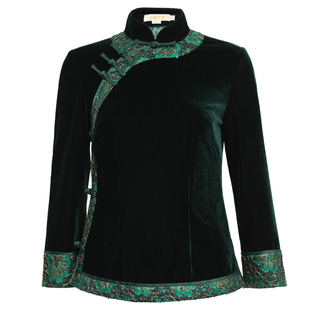 华族经典丝绒旗袍上衣短款春夏修身显瘦名媛改良时尚唐装上衣汉服