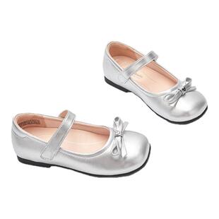 巴拉巴拉女童银色公主鞋大童软底小皮鞋儿童鞋子新年2025红色童鞋