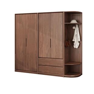 北美黑胡桃木实木衣柜轻奢全屋定制衣柜主卧收纳储物平开门带顶柜