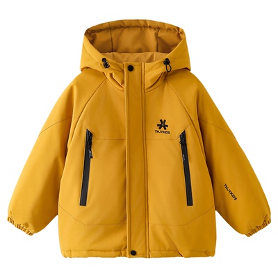 男童夹棉冲锋衣2025秋冬新款儿童男孩加厚上衣防水保暖外套冬装