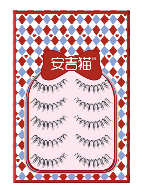 安吉猫燕尾型透明梗整条假睫毛