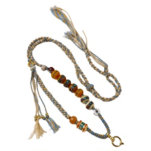 全手工编织唐卡佛牌吊坠绳藏式手编棉绳4mm粗可调节长度通用链