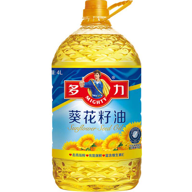 多力葵花籽食用油4L科学去壳压榨 营养丰富滋味清香家用好油