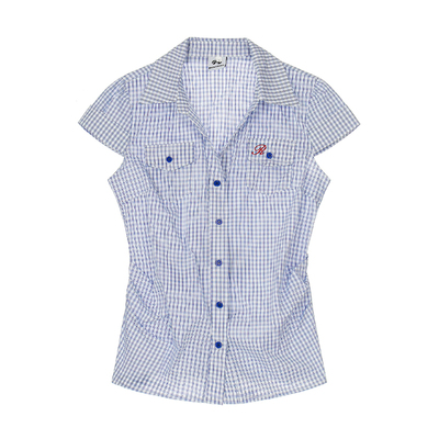 韩系复古收腰格子衬衫女