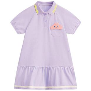 MQD童装女小童连衣裙25夏季新款可爱短袖学院风儿童polo裙子