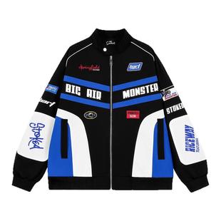 【沈月同款】辛普森一家赛车服夹克男美式复古机车服立领休闲外套
