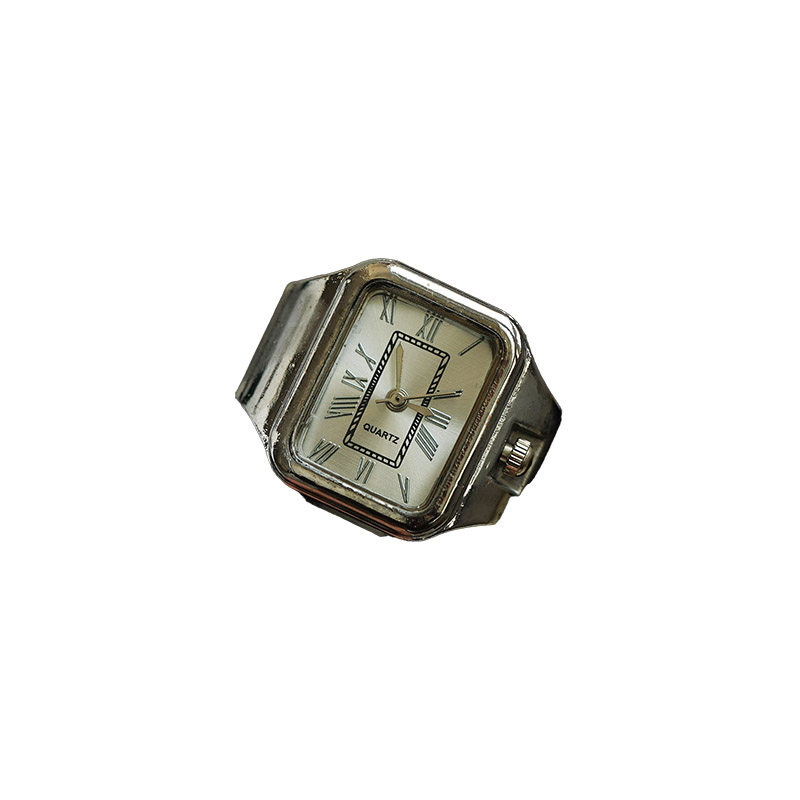 古着Square Sugar Quartz Elastic Ring手表戒指