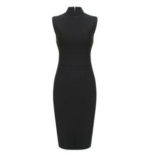 思瑞 江南美人绷带连衣裙 高克重三色修身高弹无袖高领包臀连衣裙