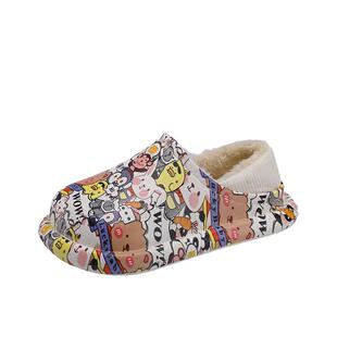 女童儿童棉鞋冬季加绒保暖二棉鞋居家包跟防水运动棉拖鞋男童冬天