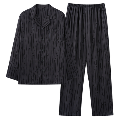 男士睡衣冰丝长袖夏天