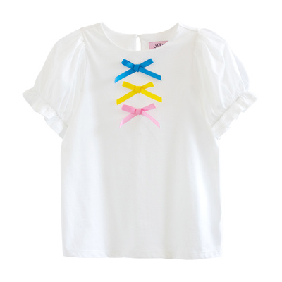 ILOVEJ女童三色蝴蝶结短袖T恤