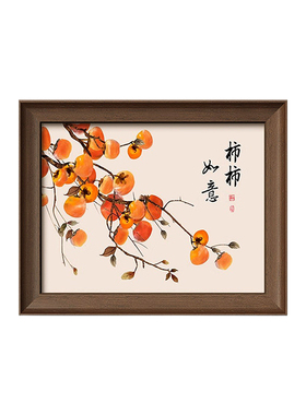新款中式复古电表箱装饰画餐厅柿柿如意电闸箱配电箱盖板遮挡挂画