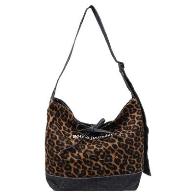 豹纹单肩包大容量通勤双面用托特