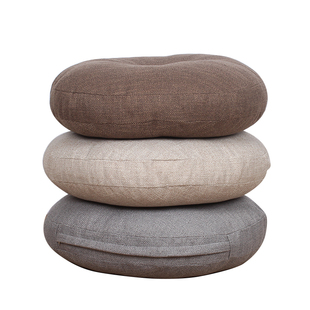 亚麻布艺客厅坐垫可拆洗加厚蒲团打坐家用圆形榻榻米飘窗阳台地板